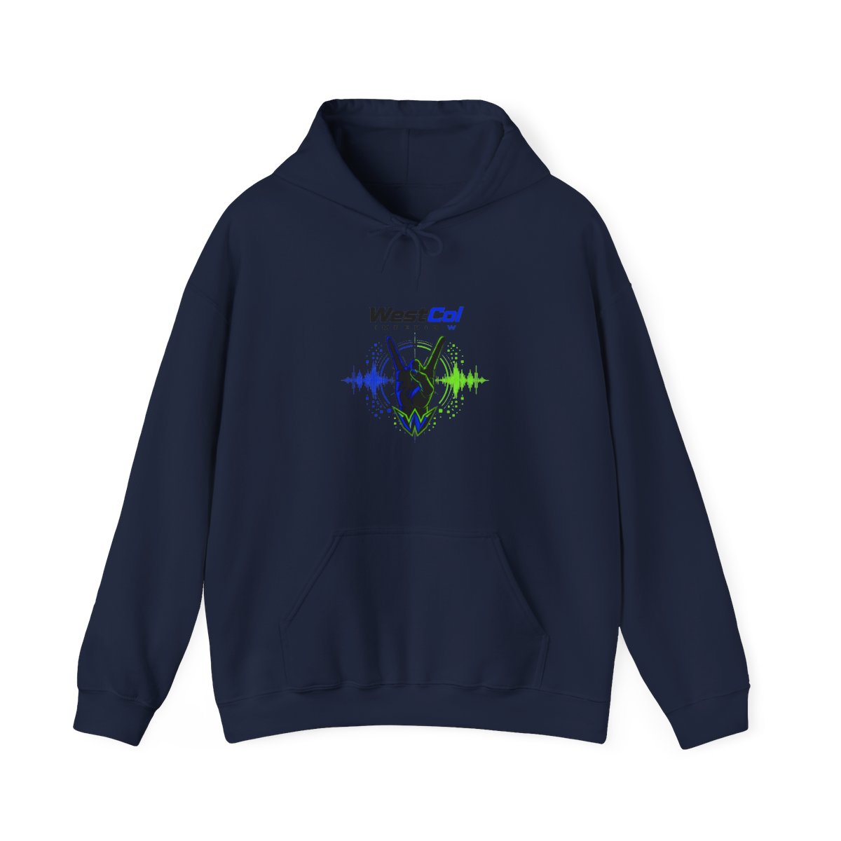 WestCol " hand gesture at the center, reminiscent of the " Hoodie - alternate angle 2, merchandise